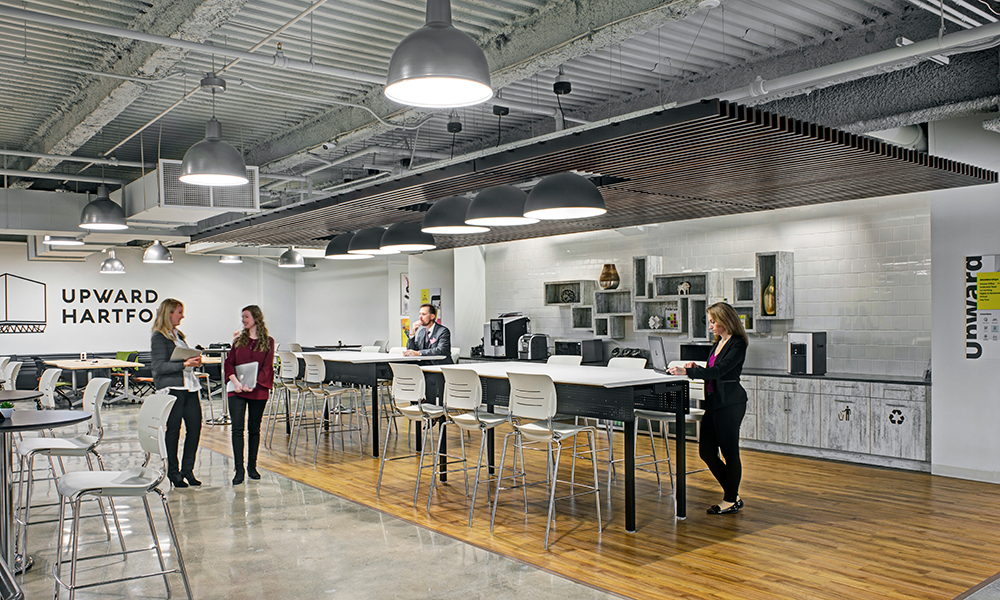 <p>A shared café area serves as a community hub.</p>
