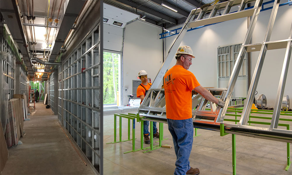 <p>Materials were selected early in the process with the design team to aid the expedited schedule. This process included prefabricated wall panels. </p>
