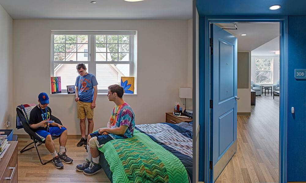 <p>Subdued colors were used with accent colors to help with way-finding.</p>
