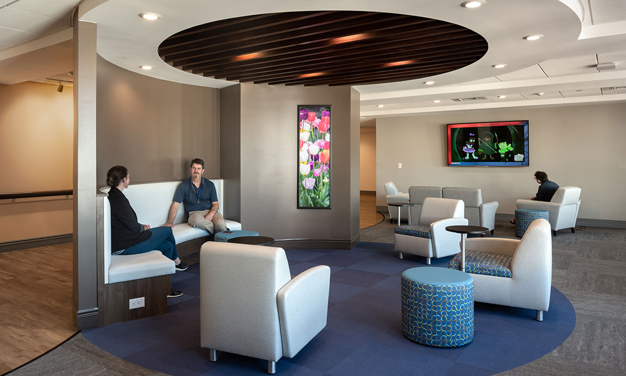 <p>There are communal spaces located on each of the four floors.</p>
