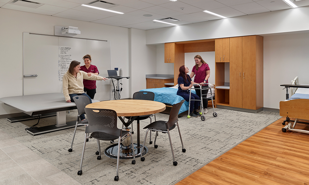 <p>The Occupational Therapy Lab transforms to accommodate a wide variety of therapy situations. Students practice real-life daily activities and client scenarios, building practical skills, clinical reasoning, and adaptable care strategies to promote independence and improve quality of life across diverse settings.</p>
