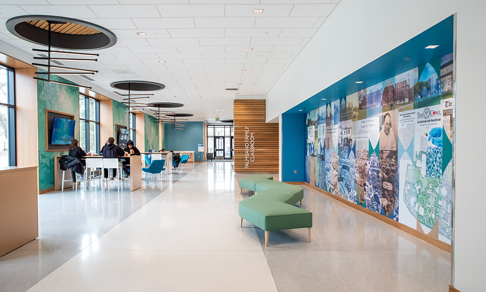 <p>Having a rich history as an influenza hospital during the early 20th century, the new building honors this legacy through a commemorative art installation near the café.</p>
