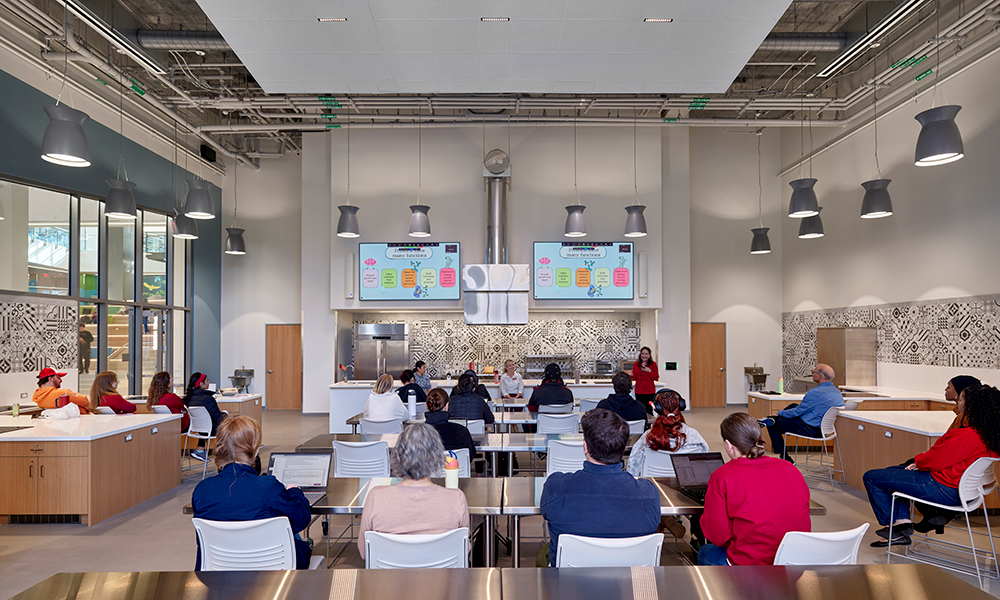 <p>The Aramark Community Teaching Kitchen is a cutting-edge culinary classroom that will serve as a hub for nutrition education, hands-on cooking instruction and community engagement.</p>
