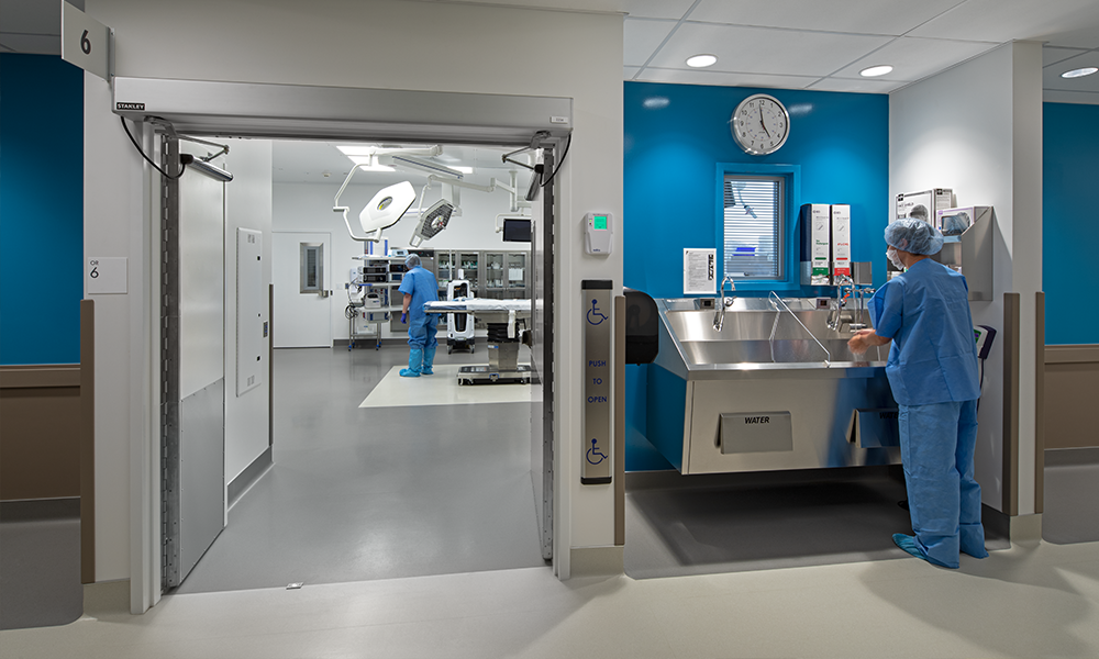 <p>It’s the small details that make the difference in healthcare facilities like the attention to the faucet, sink and eye wash specification to ensure that as the eye washes are tested that they do not create a slip hazard leaving water on the floor. </p>
