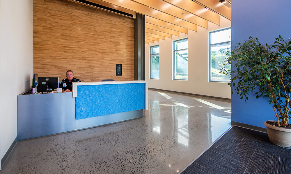 <p>While the vast majority of the ROC is a large warehouse and distribution facility for YNHHS, the opportunity for an impactful design at the main entry, public corridors, offices and staff support areas was evident.</p>
